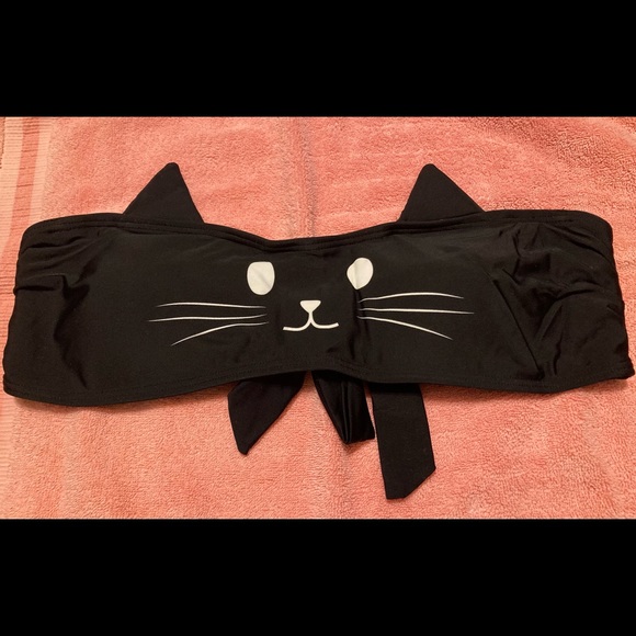 Hot Topic Other - Strapless Bikini Top Bandeau Black Cat Anime Rave Festival Wear Hot Topic Junior